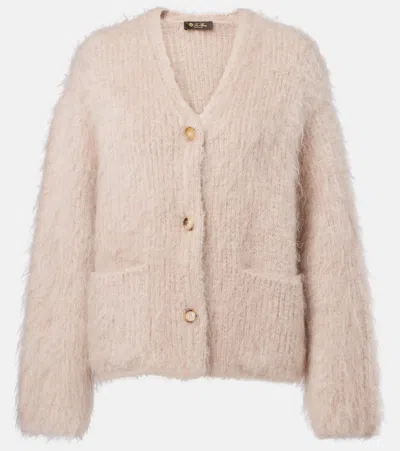 Loro Piana Cherry Hill Mohair And Cashmere Cardigan In Pink