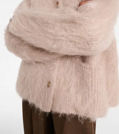 Loro Piana Cherry Hill Mohair And Cashmere Cardigan In Pink