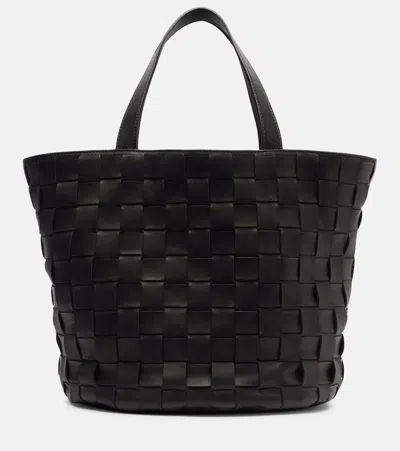 The Row Sisal Leather Tote Bag In Black