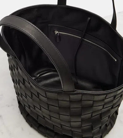 The Row Sisal Leather Tote Bag In Black
