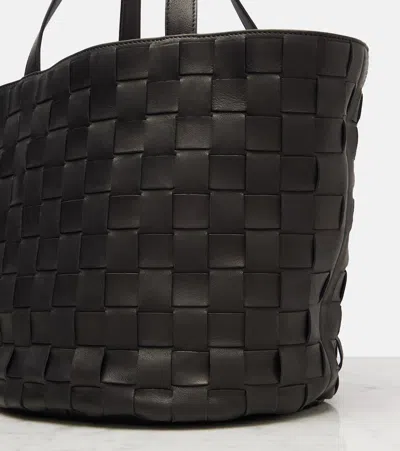 The Row Sisal Leather Tote Bag In Black