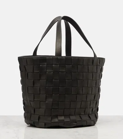 The Row Sisal Leather Tote Bag In Black