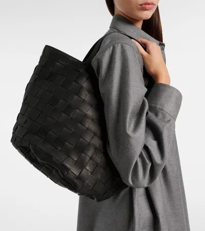 The Row Sisal Leather Tote Bag In Black