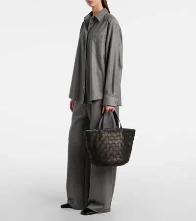 The Row Sisal Leather Tote Bag In Black