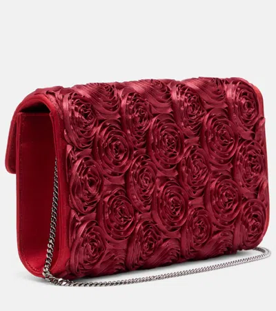 Roger Vivier Envelope Embellished Satin Clutch In Red