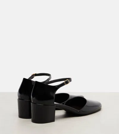 The Row Black Leather Penelope Pumps In Black