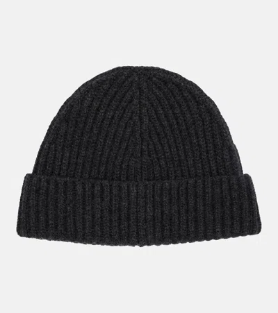 Loewe Anagram Ribbed-knit Cashmere Beanie In Black