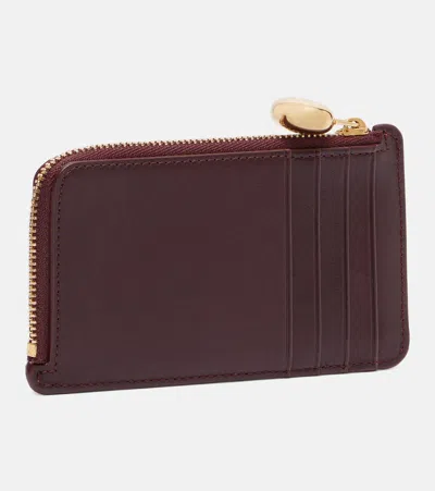 Loewe Pebble Leather Card Holder In Burgundy