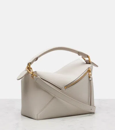Loewe Puzzle Edge Small Leather Tote Bag In White