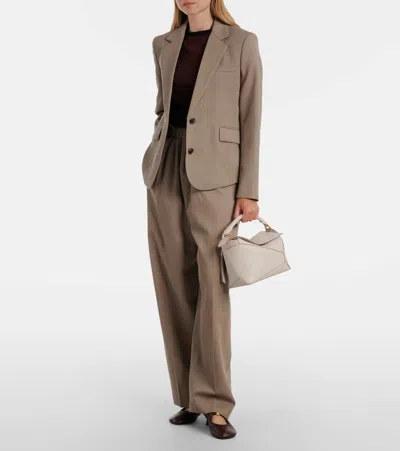 Loewe Puzzle Edge Small Leather Tote Bag In White