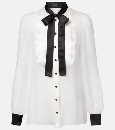 Dolce & Gabbana Sheer Silk Shirt In White