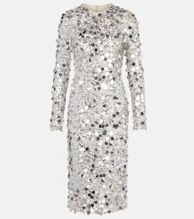 Dolce & Gabbana Sequined Midi Dress In Gray