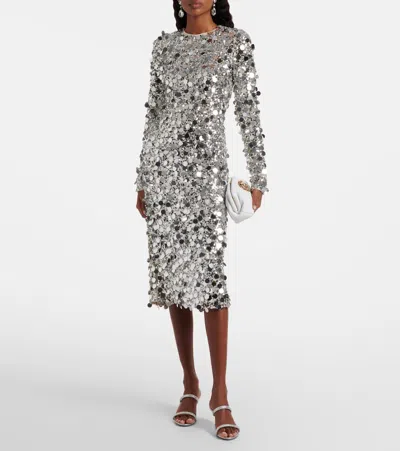 Dolce & Gabbana Sequined Midi Dress In Gray