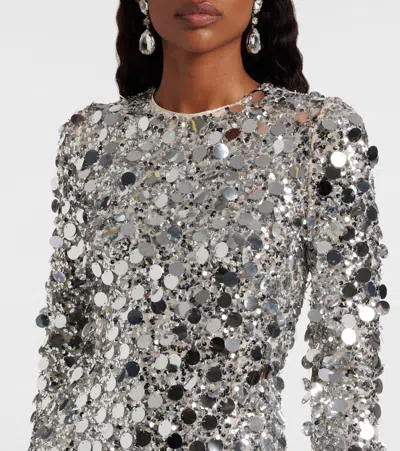 Dolce & Gabbana Sequined Midi Dress In Gray