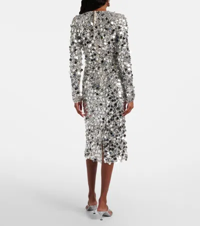 Dolce & Gabbana Sequined Midi Dress In Gray
