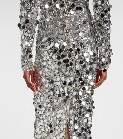 Dolce & Gabbana Sequined Midi Dress In Gray