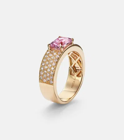 Anita Ko 18kt Gold Ring With Sapphire And Diamonds In Gold