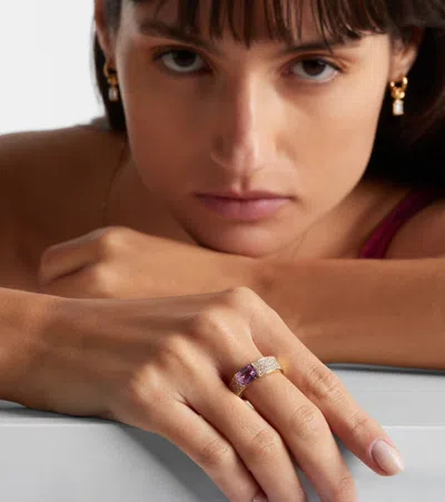 Anita Ko 18kt Gold Ring With Sapphire And Diamonds In Gold