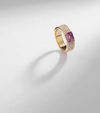 Anita Ko 18kt Gold Ring With Sapphire And Diamonds In Gold