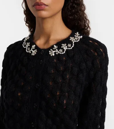 Simone Rocha Embellished Mohair-blend Cardigan In Black