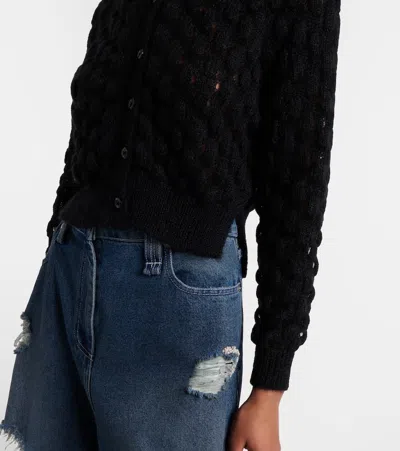 Simone Rocha Embellished Mohair-blend Cardigan In Black