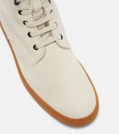 Tod's Winter Gommino Suede Lace-up Boots In White