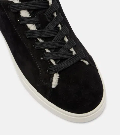 Tod's Cassetta Shearling-lined Suede Sneakers In Black