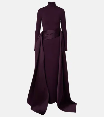 Solace London Olivia Draped Gown In Purple