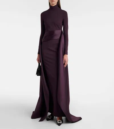 Solace London Olivia Draped Gown In Purple