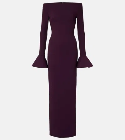 Solace London Anica Off-shoulder Gown In Purple
