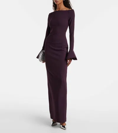 Solace London Anica Off-shoulder Gown In Purple
