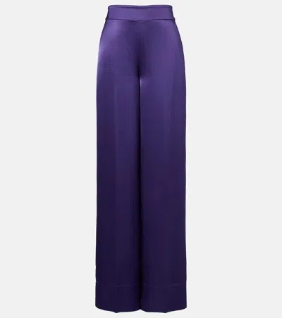 Joseph Womens Dijon Wide-leg Satin Trousers Violet In Purple