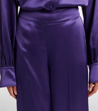 Joseph Womens Dijon Wide-leg Satin Trousers Violet In Purple
