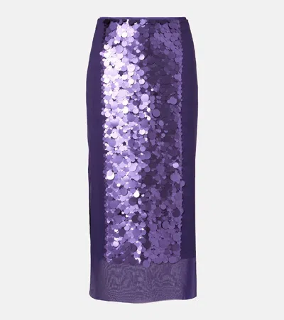 Joseph Cambo Sequined Midi Skirt In Purple