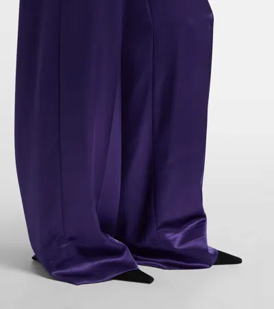 Joseph Womens Dijon Wide-leg Satin Trousers Violet In Purple