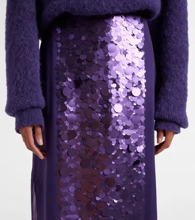 Joseph Cambo Sequined Midi Skirt In Purple