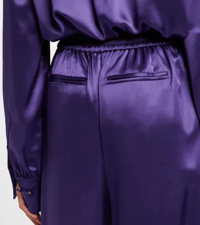Joseph Womens Dijon Wide-leg Satin Trousers Violet In Purple