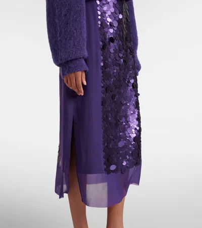 Joseph Cambo Sequined Midi Skirt In Purple