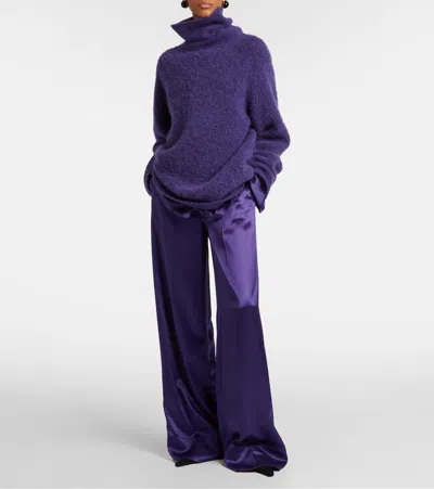 Joseph Womens Dijon Wide-leg Satin Trousers Violet In Purple