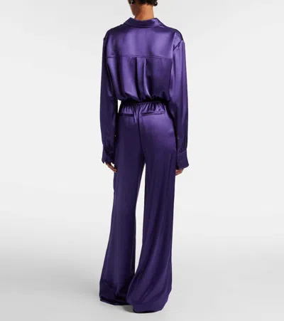 Joseph Womens Dijon Wide-leg Satin Trousers Violet In Purple