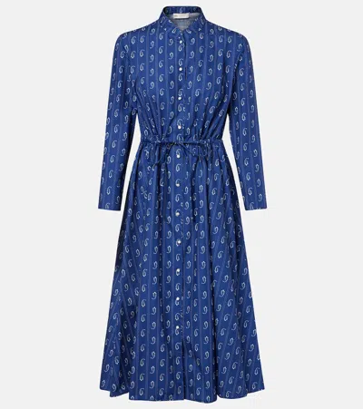 Tory Burch Cotton Paisley Midi Shirt Dress In Blue