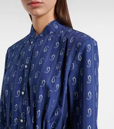 Tory Burch Cotton Paisley Midi Shirt Dress In Blue
