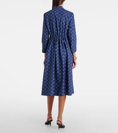 Tory Burch Cotton Paisley Midi Shirt Dress In Blue