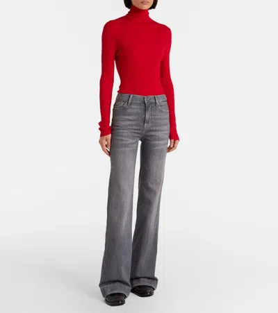 7 For All Mankind Modern Dojo High-rise Flared Jeans In Gray