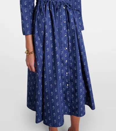 Tory Burch Cotton Paisley Midi Shirt Dress In Blue