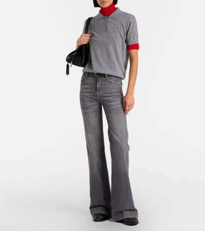 7 For All Mankind Modern Dojo High-rise Flared Jeans In Gray