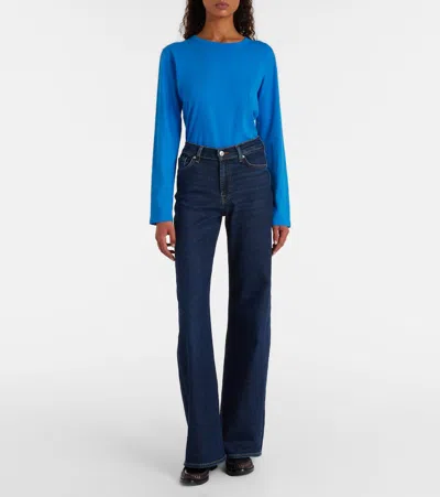 7 For All Mankind Lotta High-rise Wide-leg Jeans In Blue
