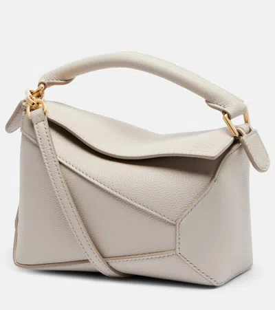 Loewe Puzzle Edge Mini Leather Shoulder Bag In White