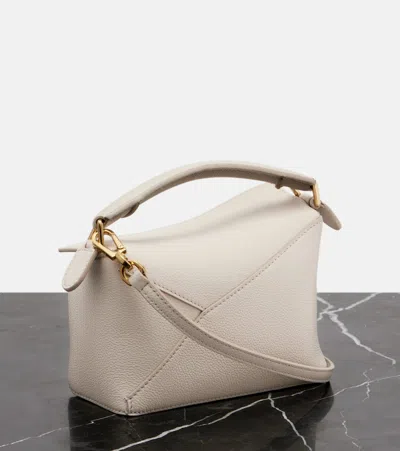Loewe Puzzle Edge Mini Leather Shoulder Bag In White