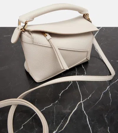 Loewe Puzzle Edge Mini Leather Shoulder Bag In White